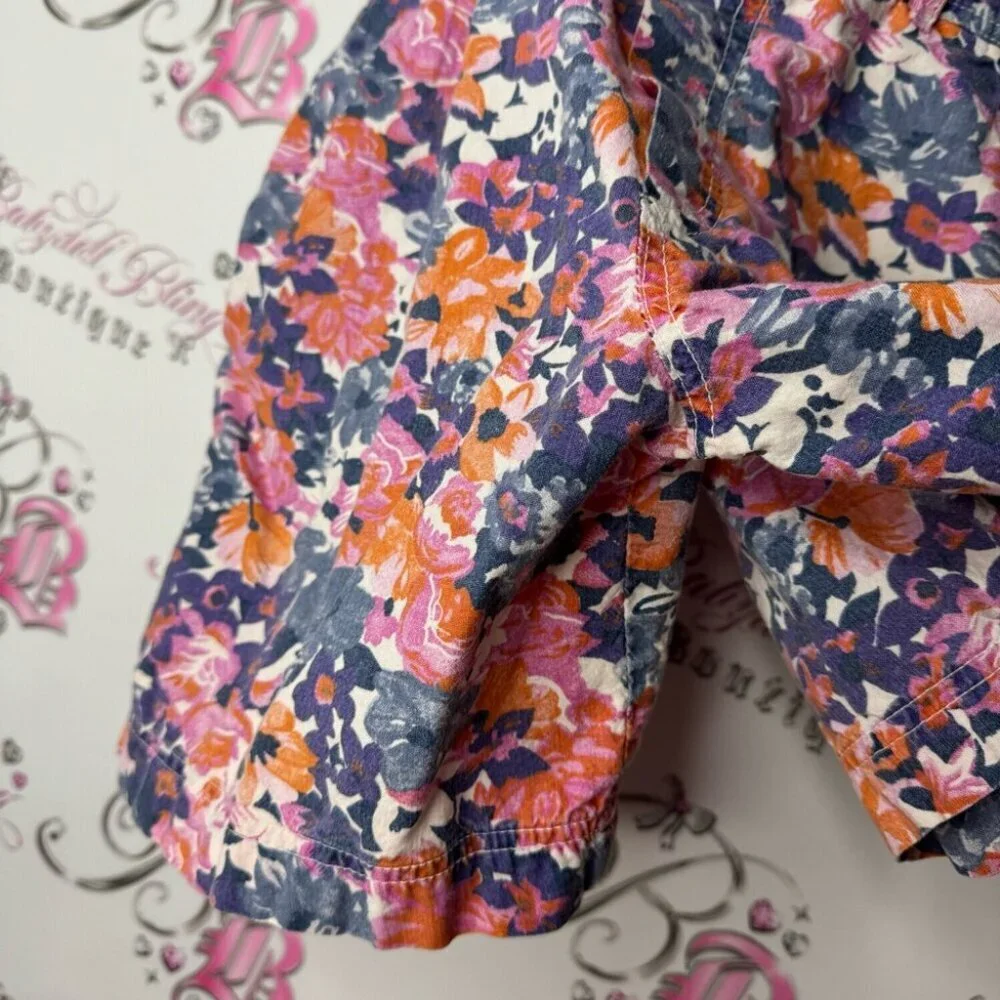 Alley cats overalls kids vintage floral flowers 💐 purple orange blue pink white